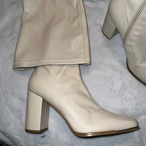 Off-white cream thigh high boots in size 11